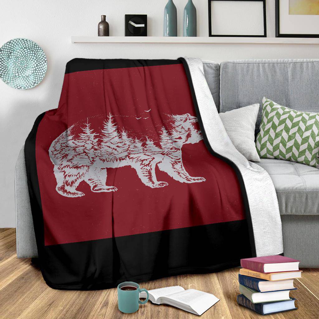 Hand Drawn Bear Nature Exposure Premium Blanket - Top Content | POD Collection | Free Shipping