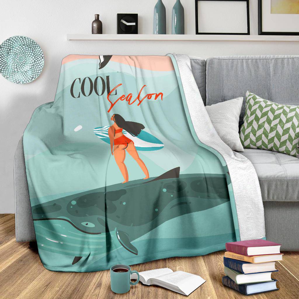 Hand Drawn Premium Blanket, Cool Season Summer - Top Content | POD Collection | Free Shipping