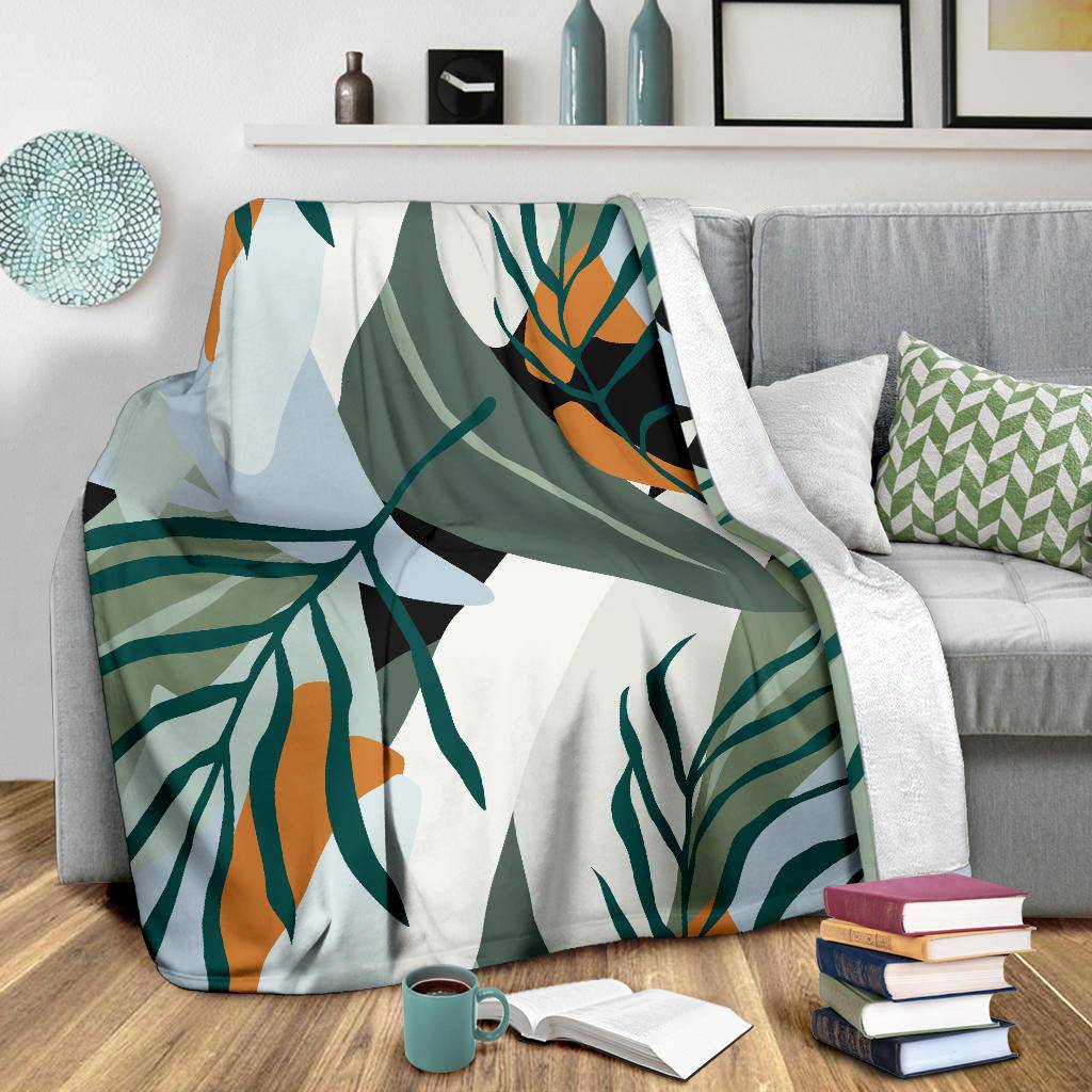 Jungle Leaves Nature Green Art Premium Blanket - Top Content | POD Collection | Free Shipping