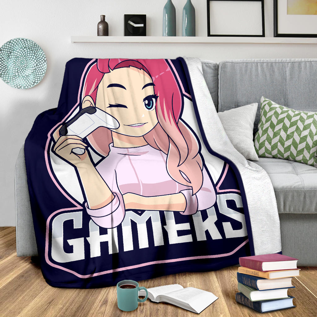 Pink Hair Girl Gamer Blanket