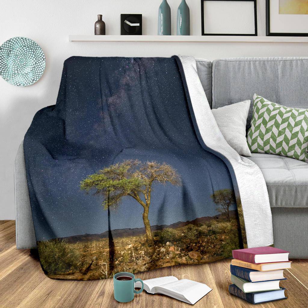 Tree Stars Night Sky Dark Premium Blanket - Top Content | POD Collection | Free Shipping