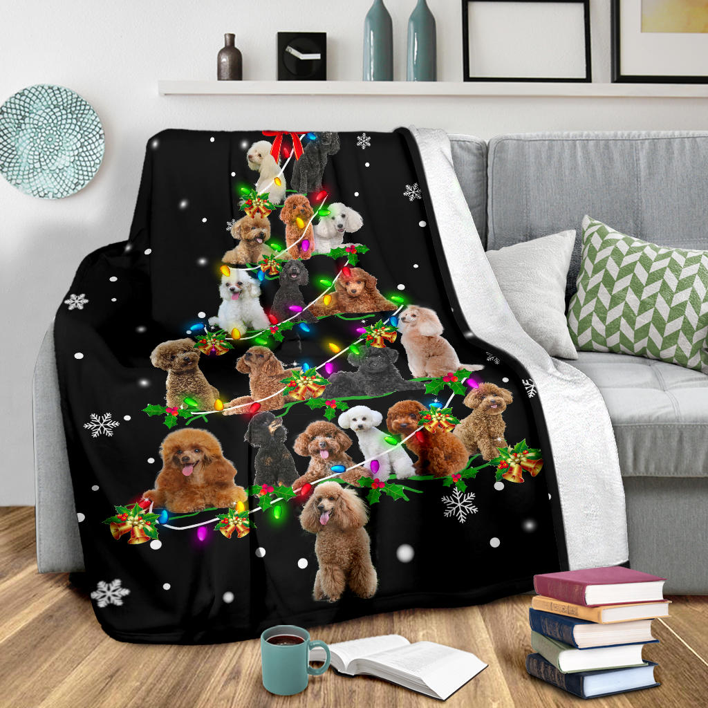 Poodle Christmas Tree Blanket