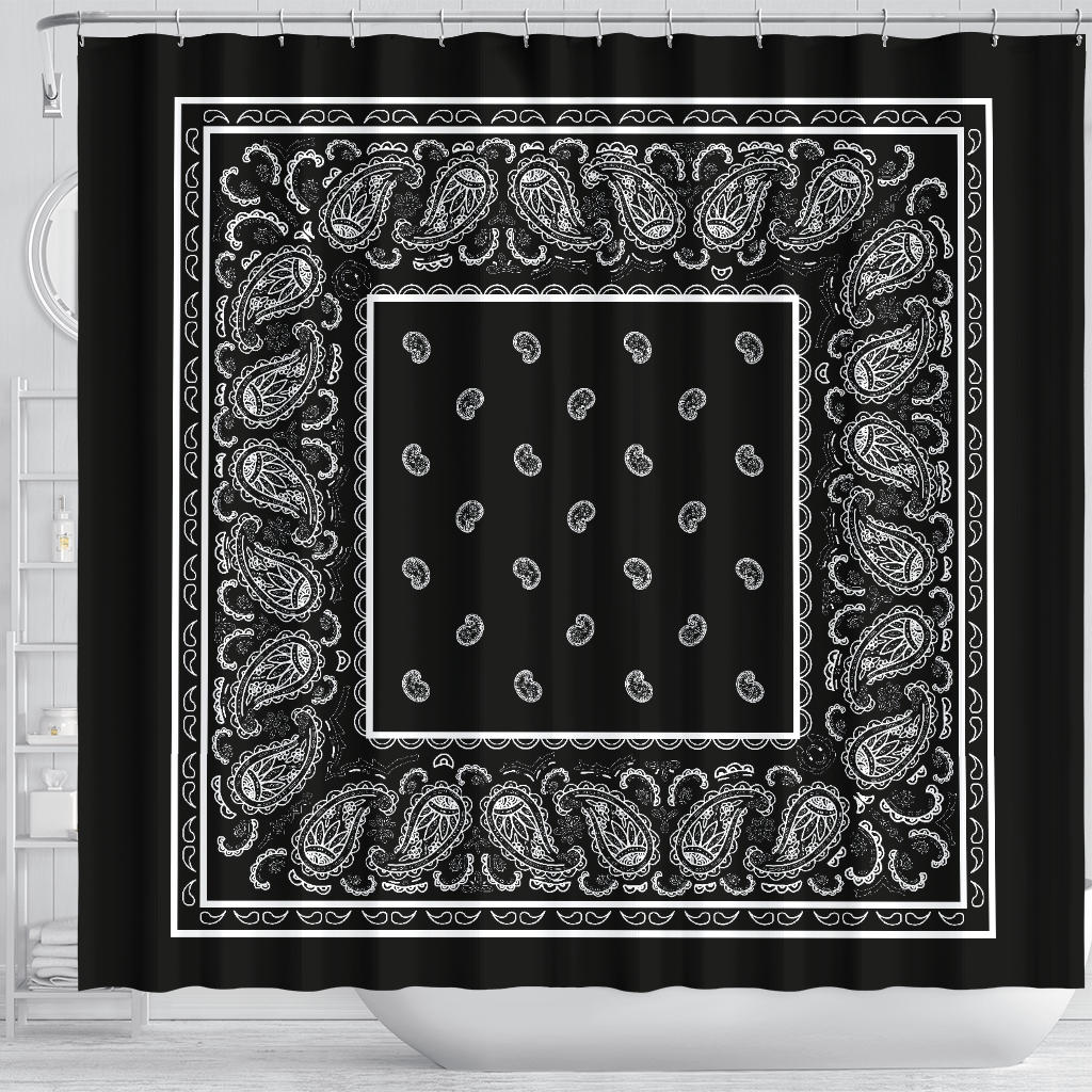 Black Bandana Shower Curtain