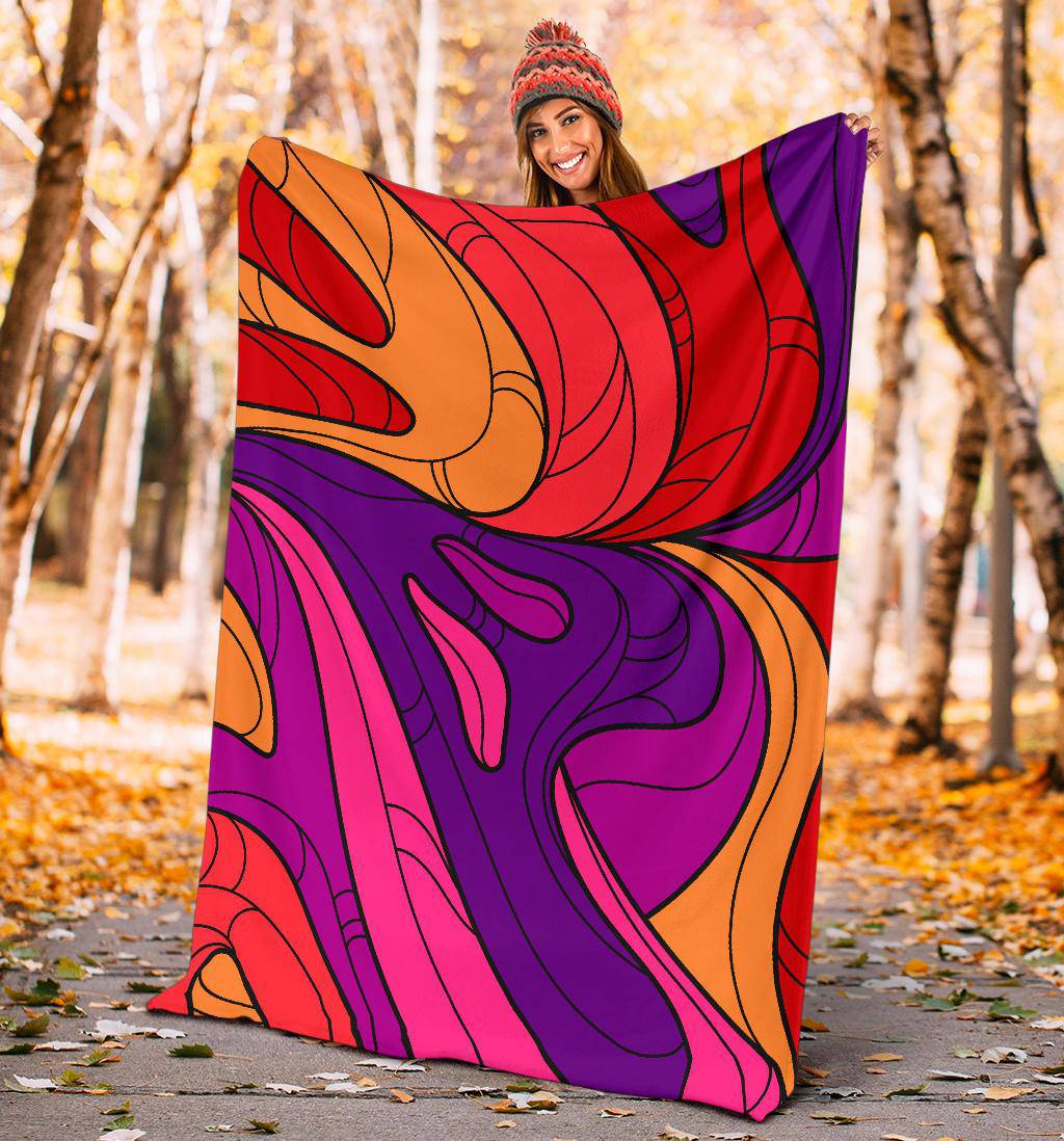 Hand Drawn Coloured Groovy Background Premium Blanket - Top Content | POD Collection | Free Shipping