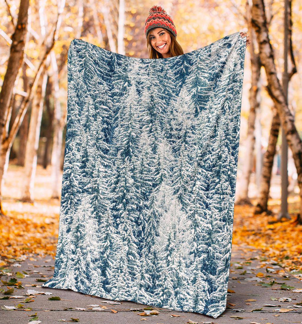 Winter Forest Landscape Travel Cozy Nature Premium Blanket - Top Content | POD Collection | Free Shipping