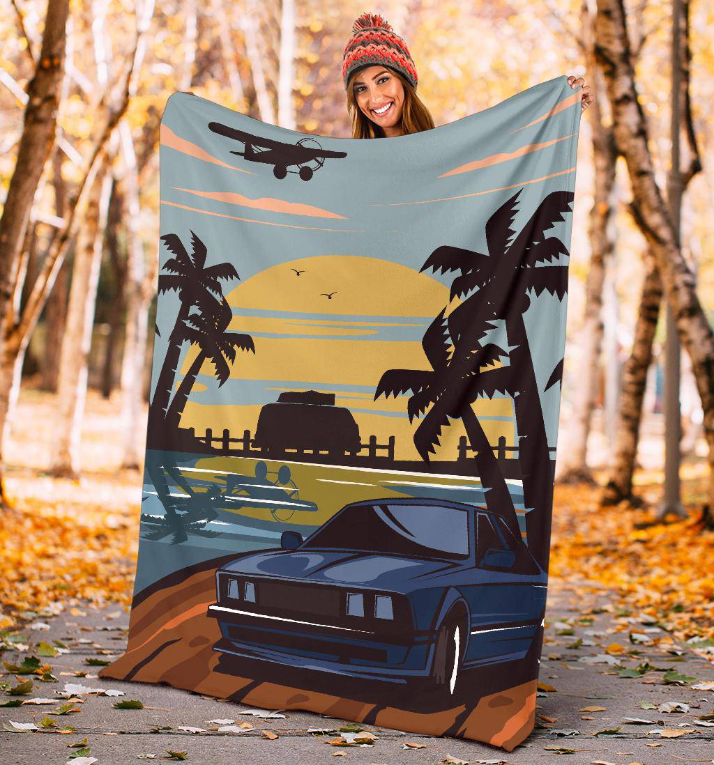 Auto Sunny Beach Vacation Premium Blanket - Top Content | POD Collection | Free Shipping