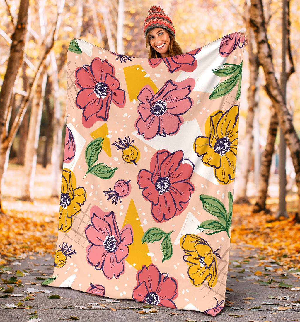 Colourful Flowers, Floral Premium Blanket - Top Content | POD Collection | Free Shipping