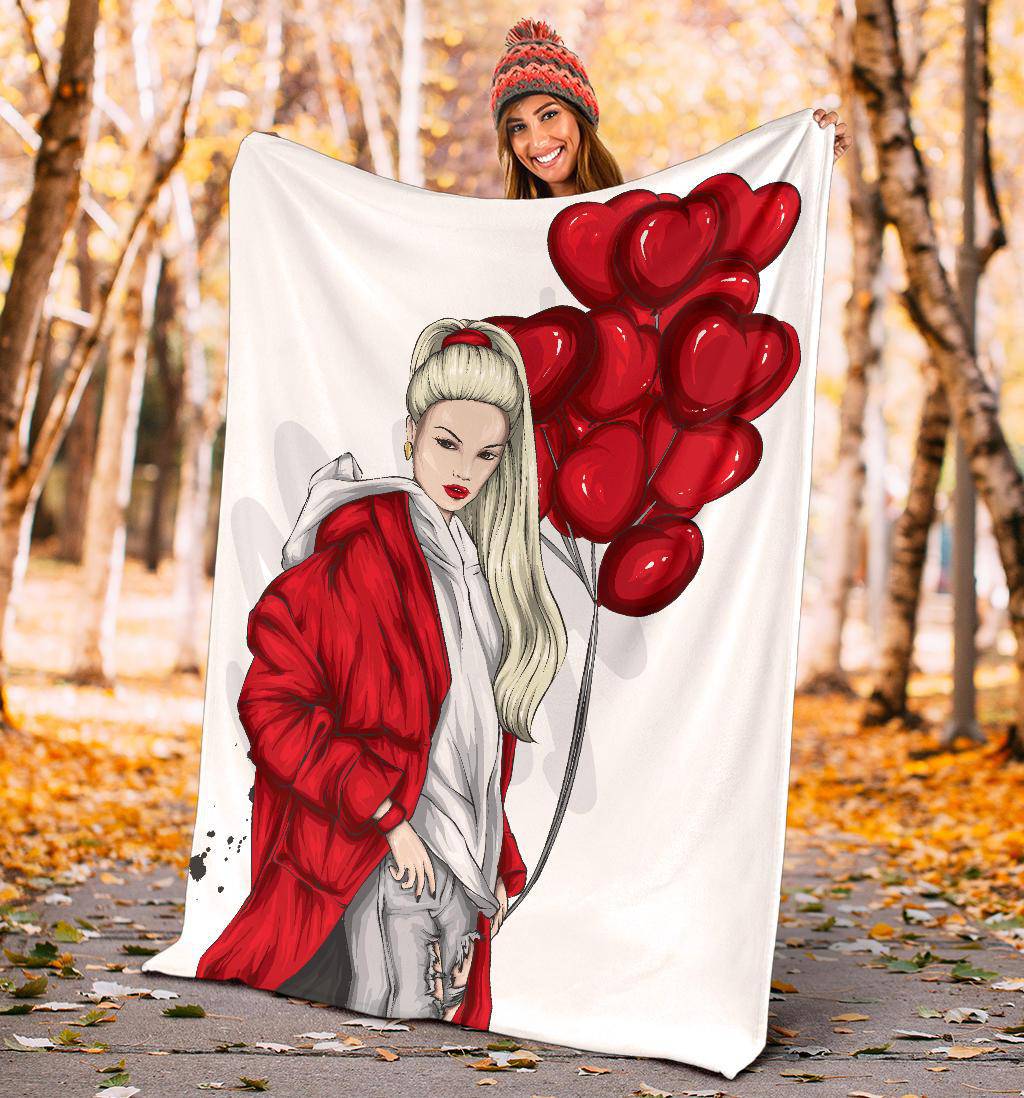 Beautiful Heart Ballon Girl Premium Blanket - Top Content | POD Collection | Free Shipping