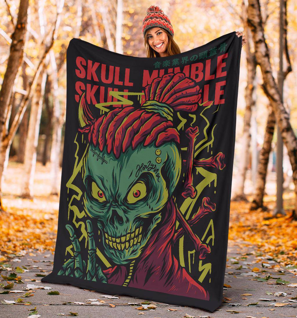 Skull Mumble Rap Music Art Cartoon Premium Blanket - Top Content | POD Collection | Free Shipping