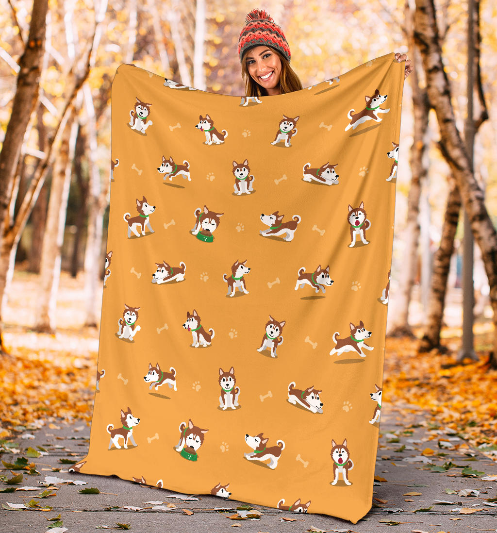 Siberian Husky Paws and Bones Blanket