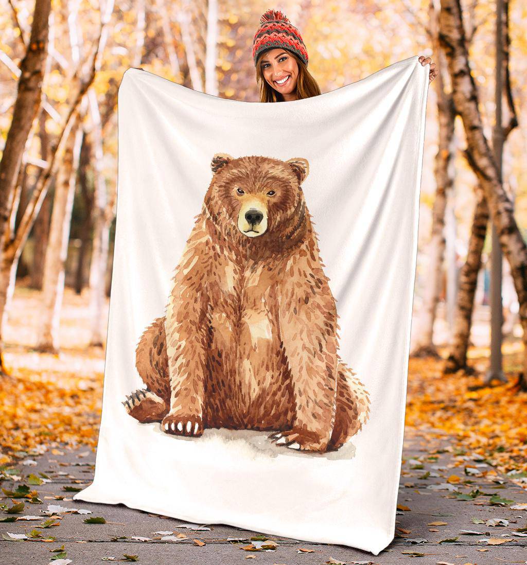 Watercolour Bear Painting Illustration, Cartoon Premium Blanket - Top Content | POD Collection | Free Shipping