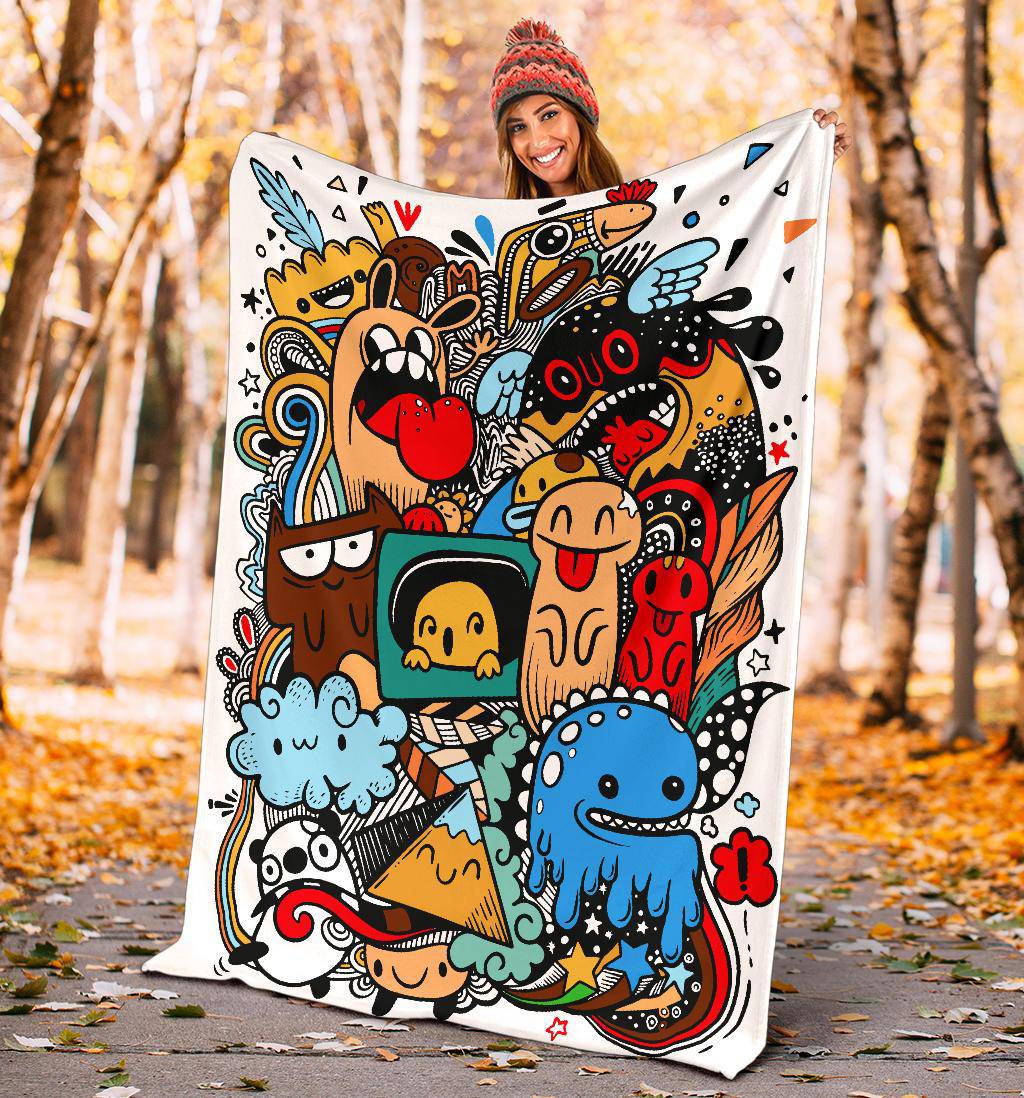 Funny Monster Drawing Graffiti Premium Blanket - Top Content | POD Collection | Free Shipping