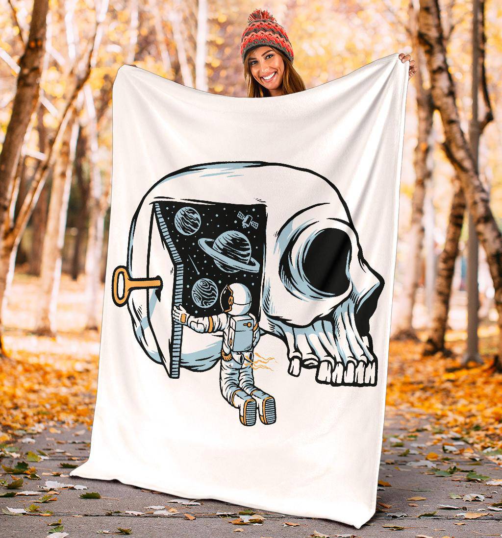 Premium Blanket Skull Astronaut Opening Universe Door - Top Content | POD Collection | Free Shipping