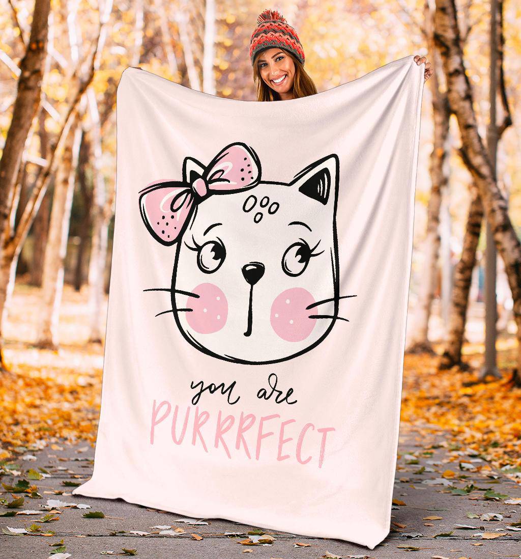 Premium Blanket You Are Purrrfect, Cute Cat Hand Drawn Illustration - Top Content | POD Collection | Free Shipping