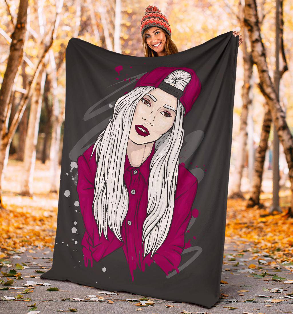 Premium Blanket Stylish Girl Hip Hop Cartoon - Top Content | POD Collection | Free Shipping