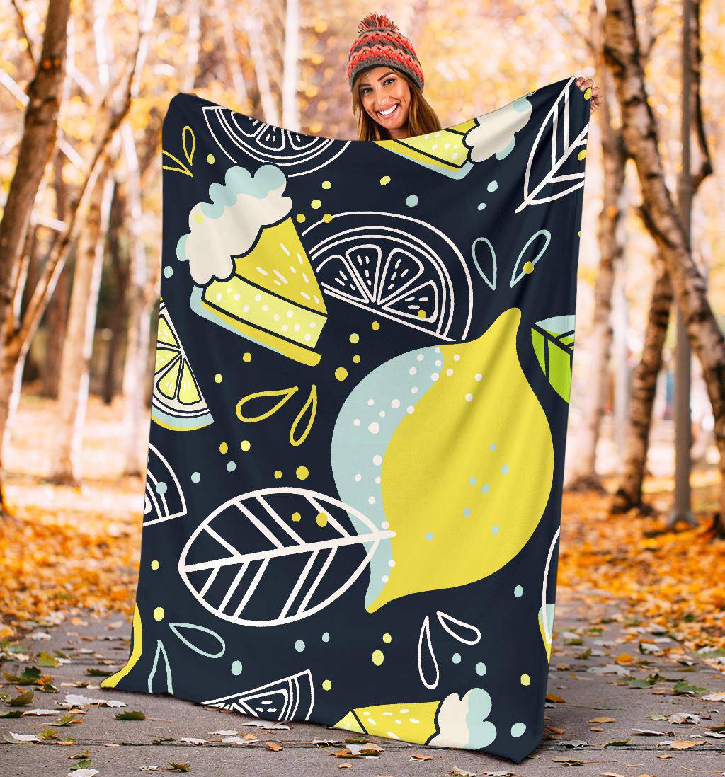 Hand Drawn Lemon Doodle Art Premium Blanket - Top Content | POD Collection | Free Shipping