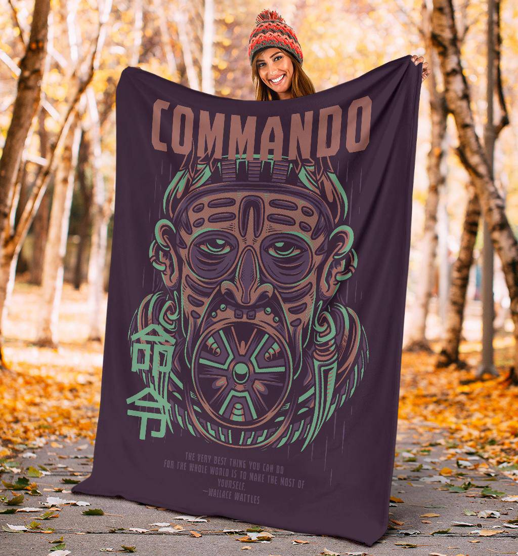 Commando Art Cartoon with Quoute Premium Blanket - Top Content | POD Collection | Free Shipping