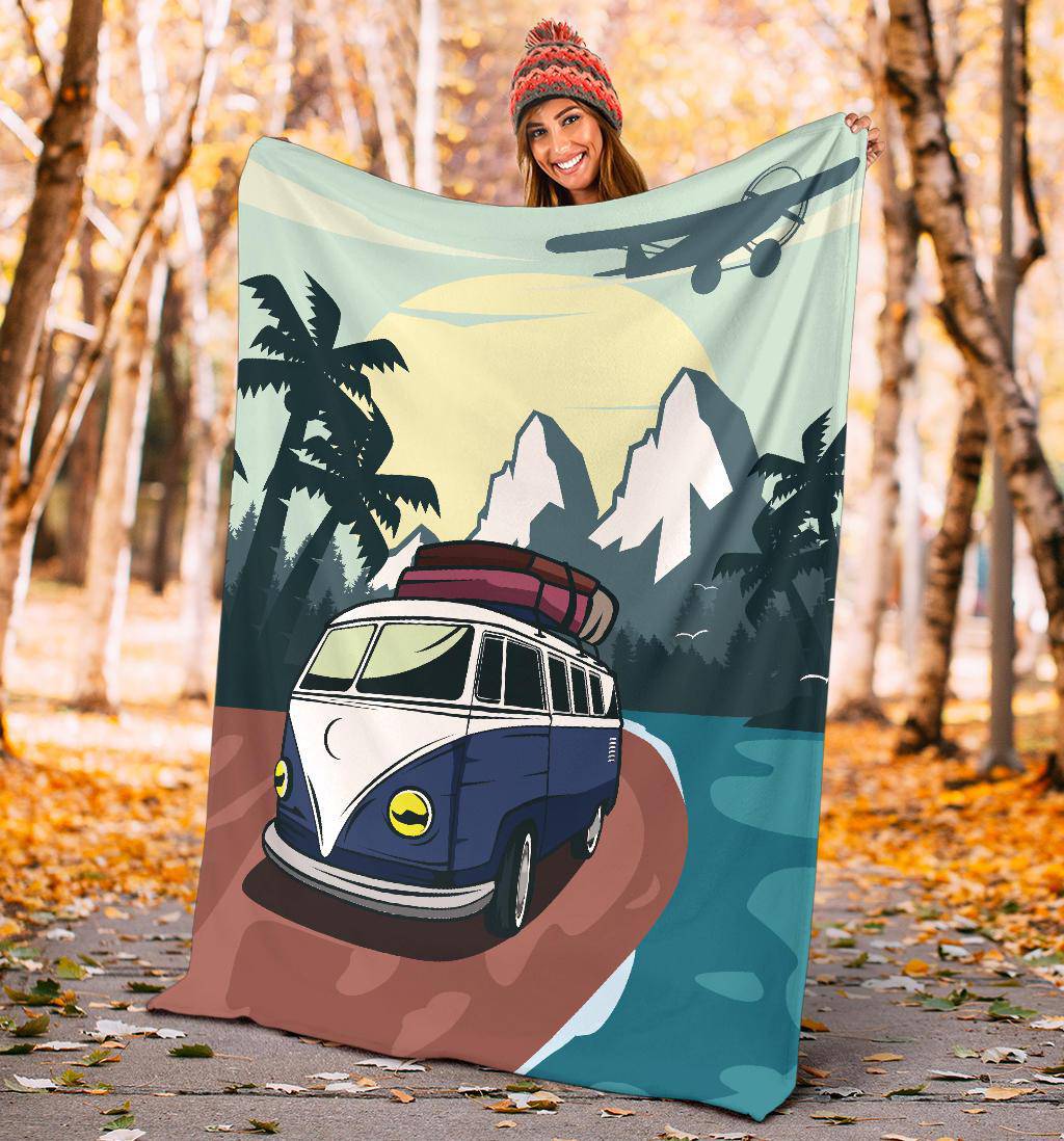 Tropical Van Vacation Cartoon Premium Blanket - Top Content | POD Collection | Free Shipping