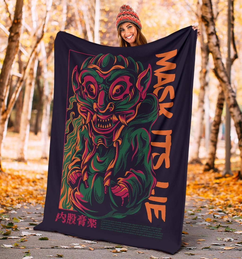 Mask Its A Lie Japanese Art Premium Blanket - Top Content | POD Collection | Free Shipping