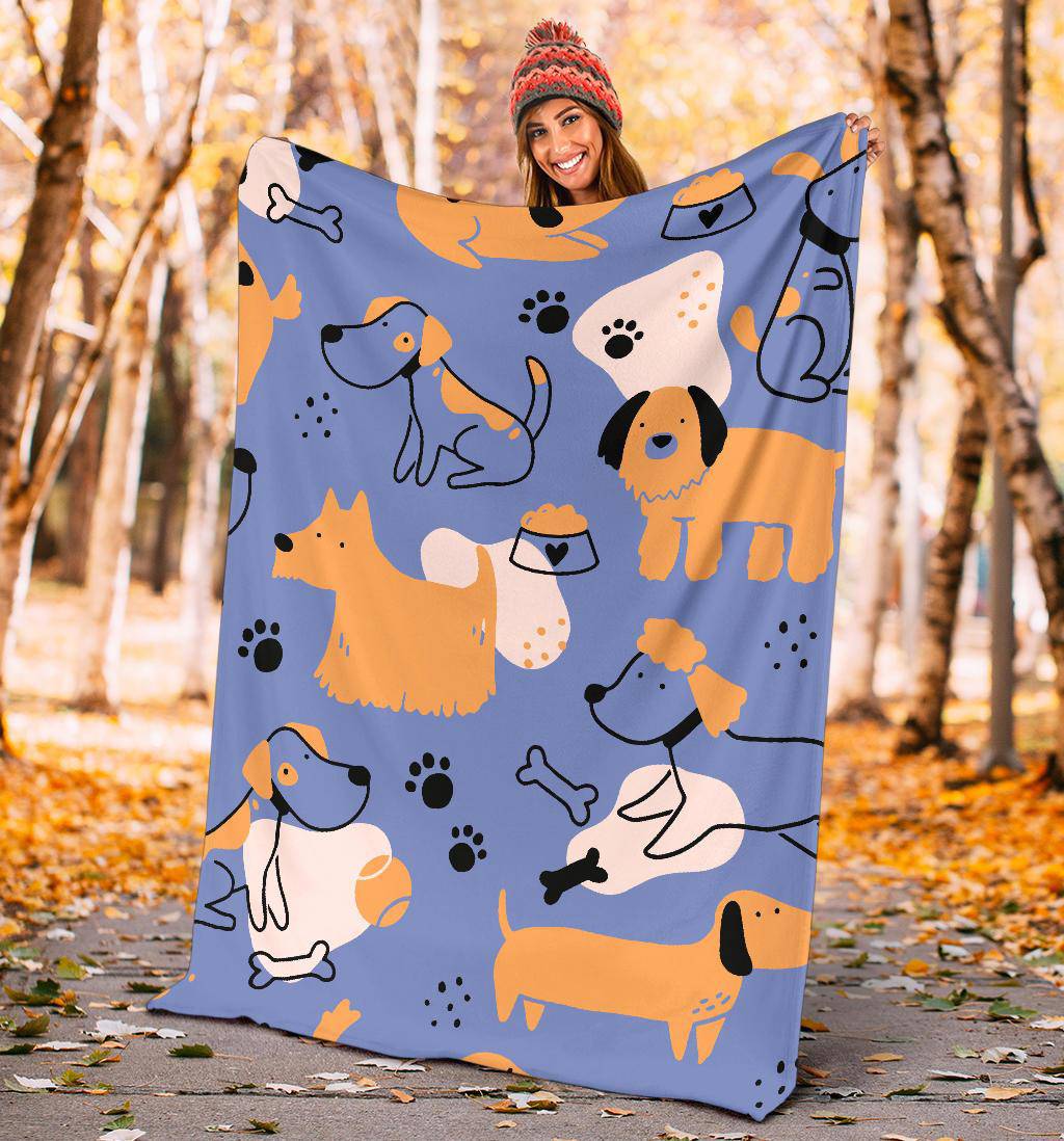 Premium Blanket Cute Dog Puppy Character Background Simple Style - Top Content | POD Collection | Free Shipping