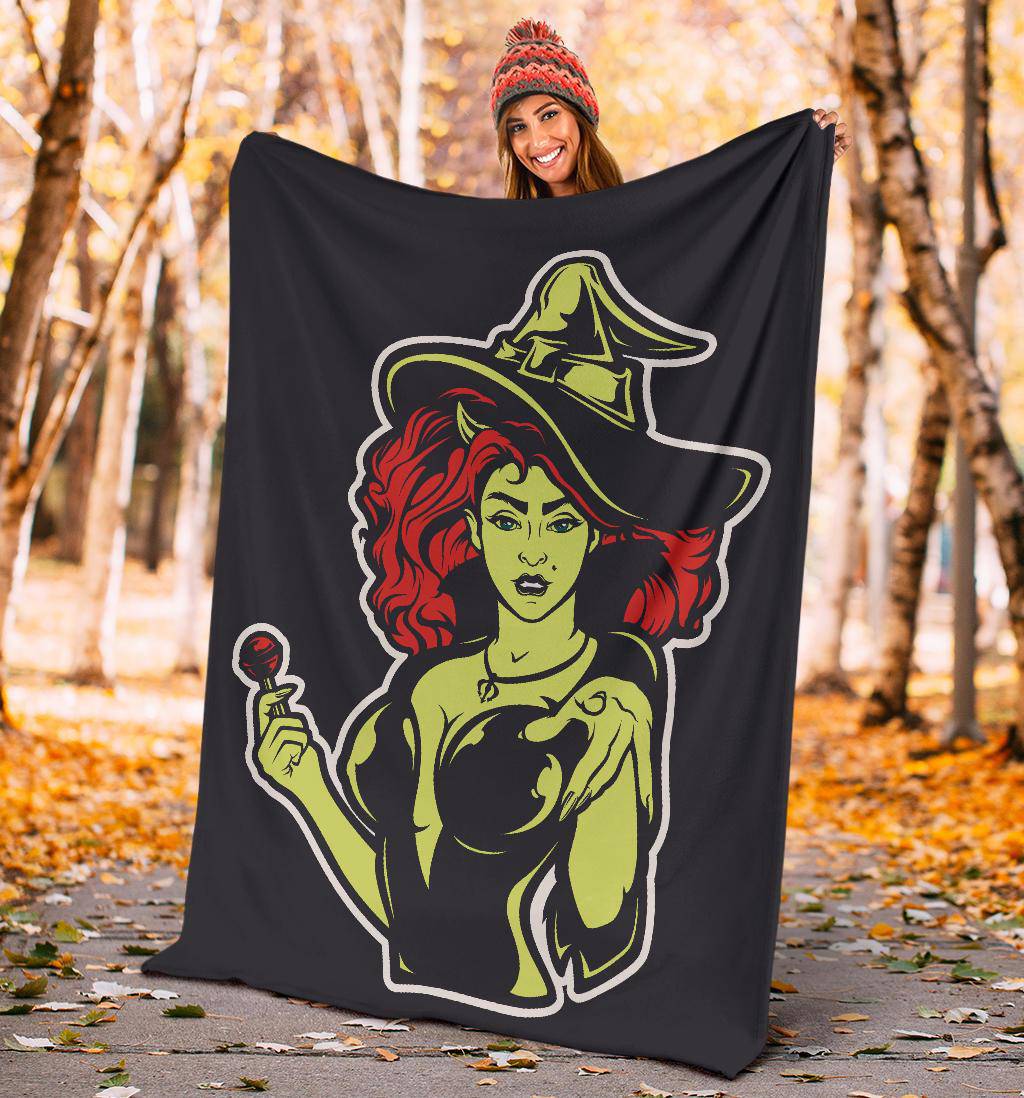 Cool Halloween Witch Cartoon Illustration Premium Blanket - Top Content | POD Collection | Free Shipping