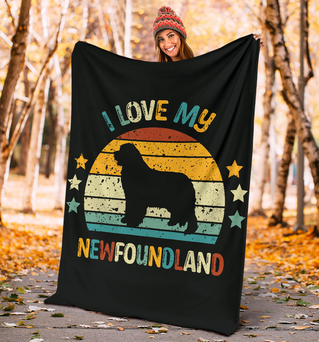 Newfoundland Blanket, Newfoundland Retro Blanket, Newfoundland Throw Blanket, Newfoundland Gifts