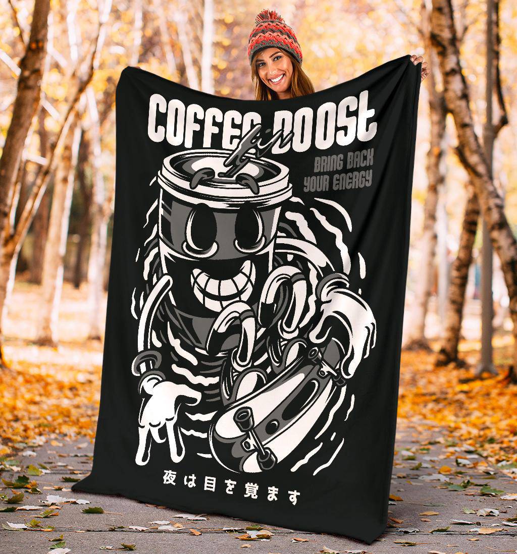 Cofee Energy Boost Cartoon Premium Blanket - Top Content | POD Collection | Free Shipping