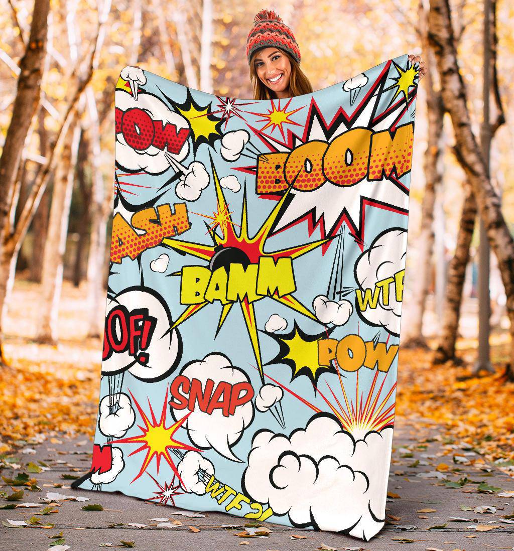 Comic Speech Reactions Bubble Premium Blanket - Top Content | POD Collection | Free Shipping