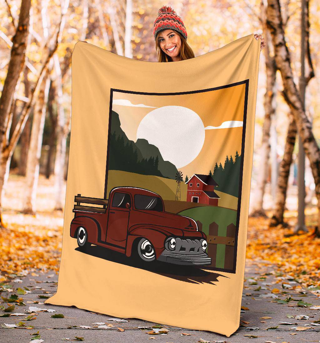 Field Farm Truck Cartoon Premium Blanket - Top Content | POD Collection | Free Shipping