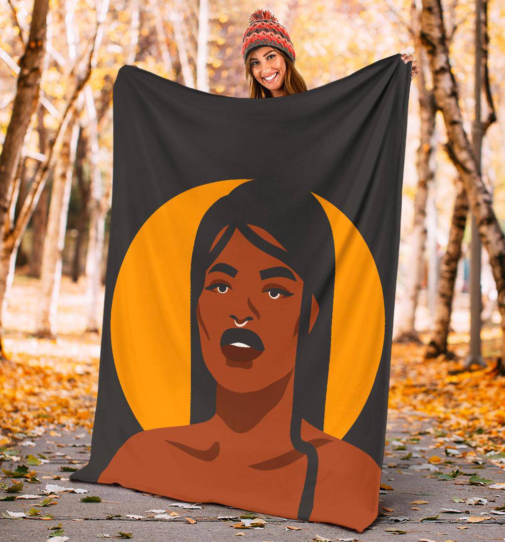 Hand Drawn Ethnic Tribal Woman Golden Moon Premium Blanket - Top Content | POD Collection | Free Shipping