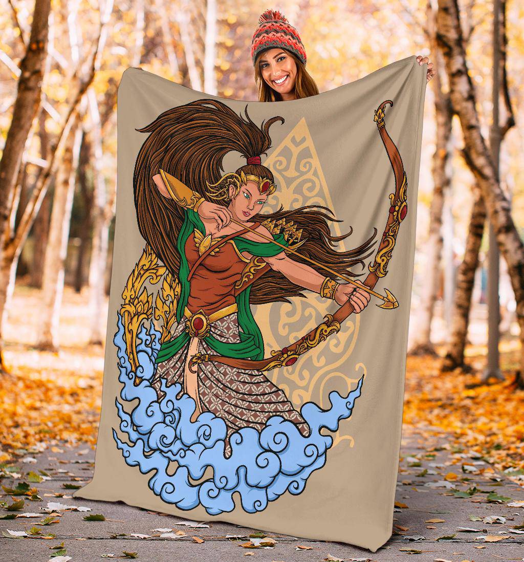 Female Goddess With Bow Beautiful Cartoon Style Premium Blanket - Top Content | POD Collection | Free Shipping