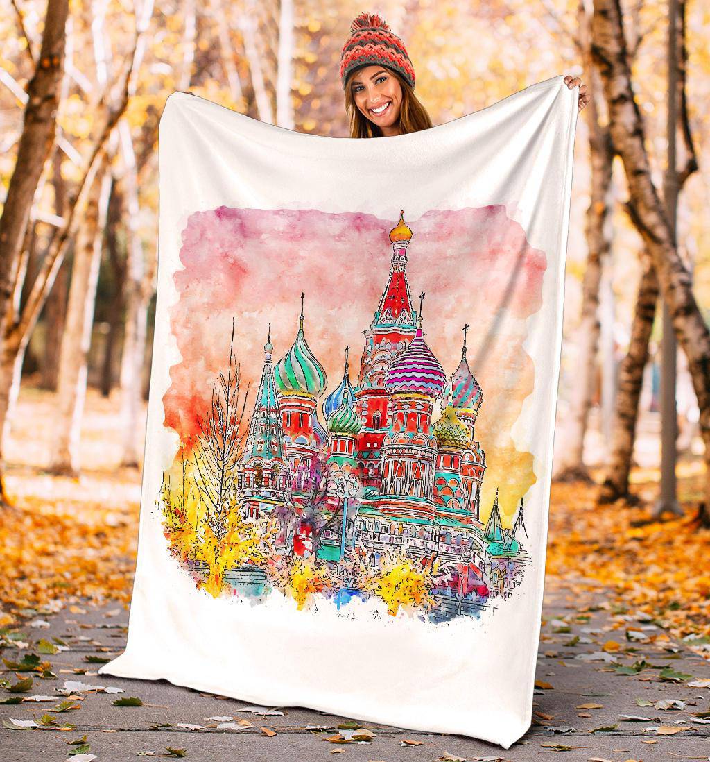 Hand Drawn Moscow Russia Watercolour Sketch Illustration Premium Blanket - Top Content | POD Collection | Free Shipping