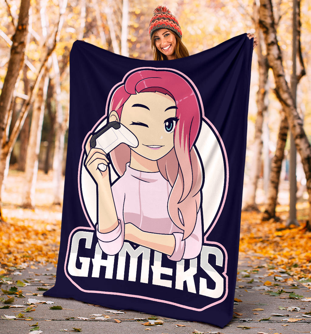 Pink Hair Girl Gamer Blanket