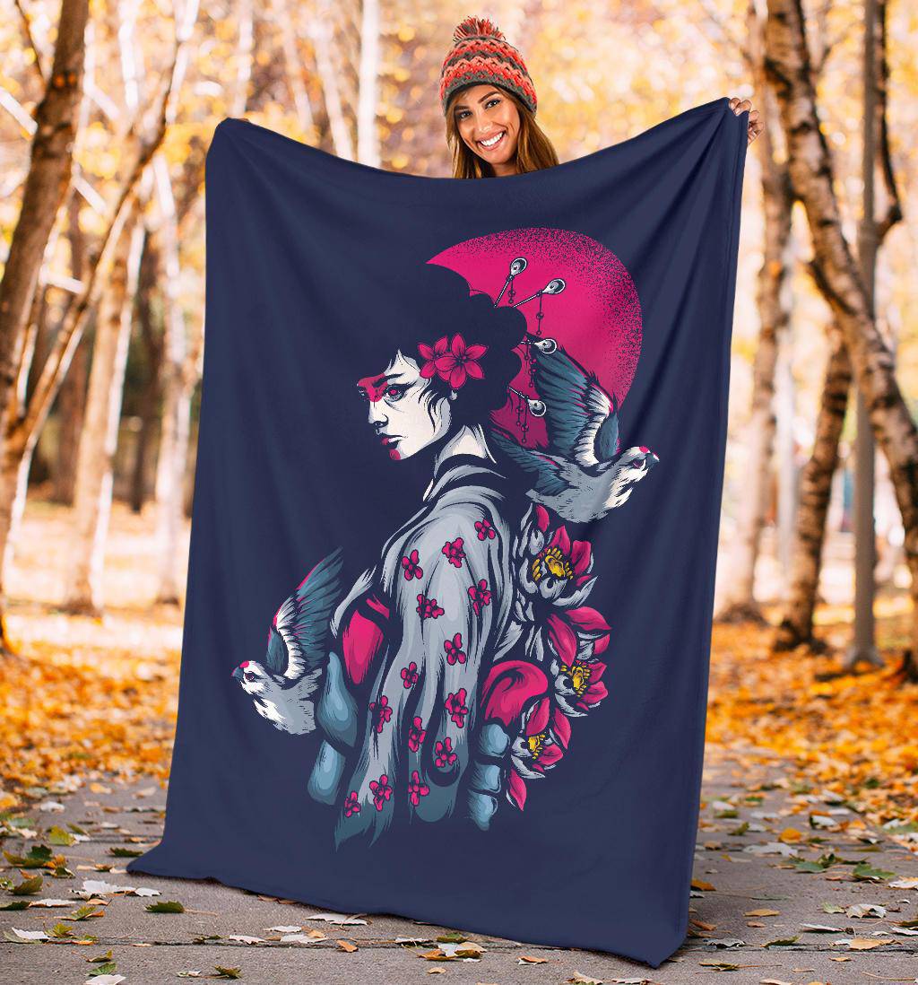 Beautiful Geisha Japanese Art Illustration Premium Blanket - Top Content | POD Collection | Free Shipping