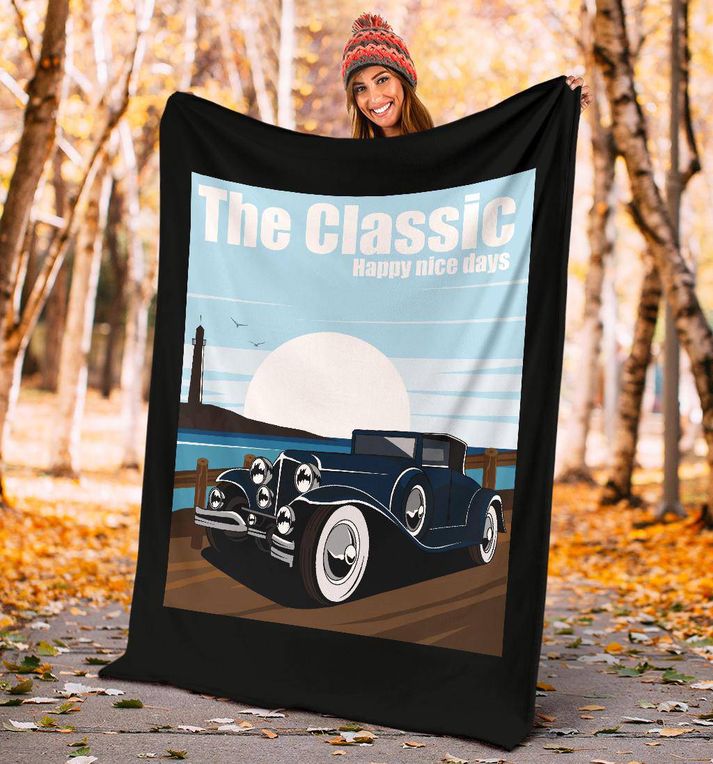 OldSkool Classic Car Cartoon Premium Blanket - Top Content | POD Collection | Free Shipping