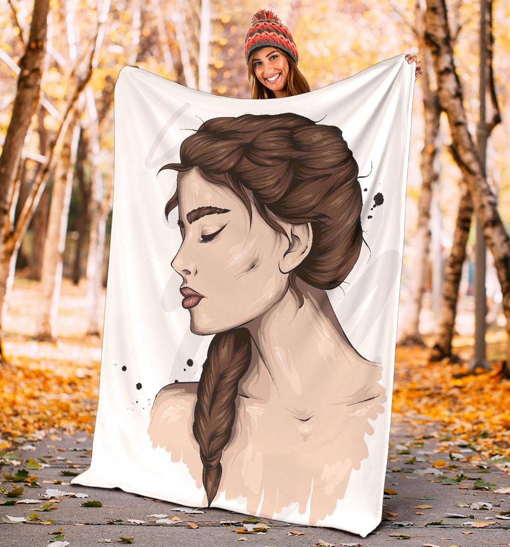 Beautiful Braid Girl Cartoon Premium Blanket - Top Content | POD Collection | Free Shipping