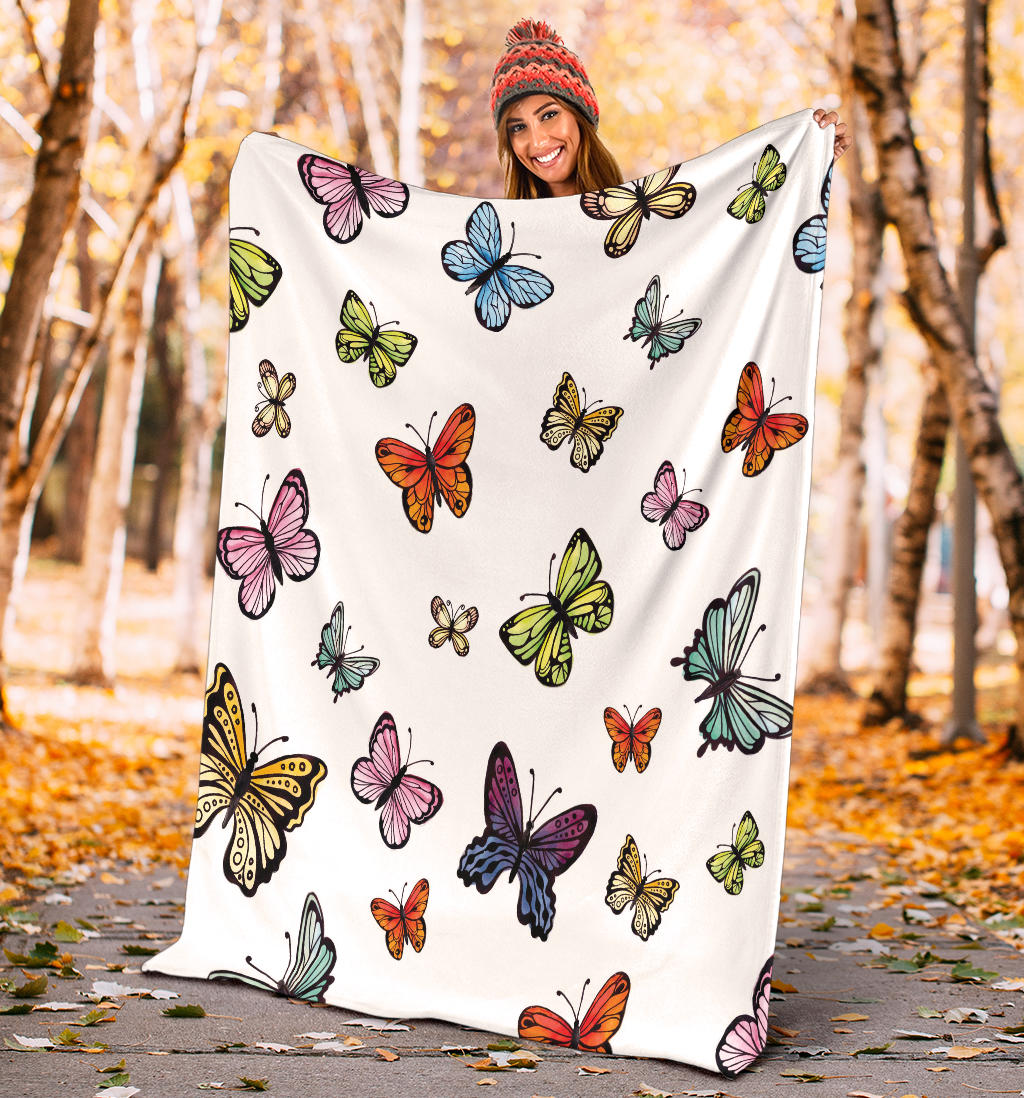 watercolor butterflies white collection blanket - Top Content | POD Collection | Free Shipping