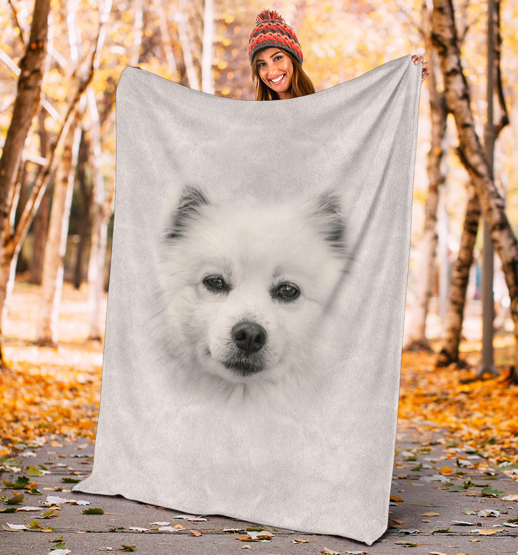 American Eskimo Face Hair Blanket