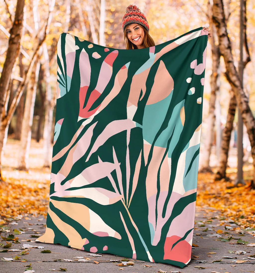 Hand Drawn Colorful Leaves Plant Love Premium Blanket - Top Content | POD Collection | Free Shipping