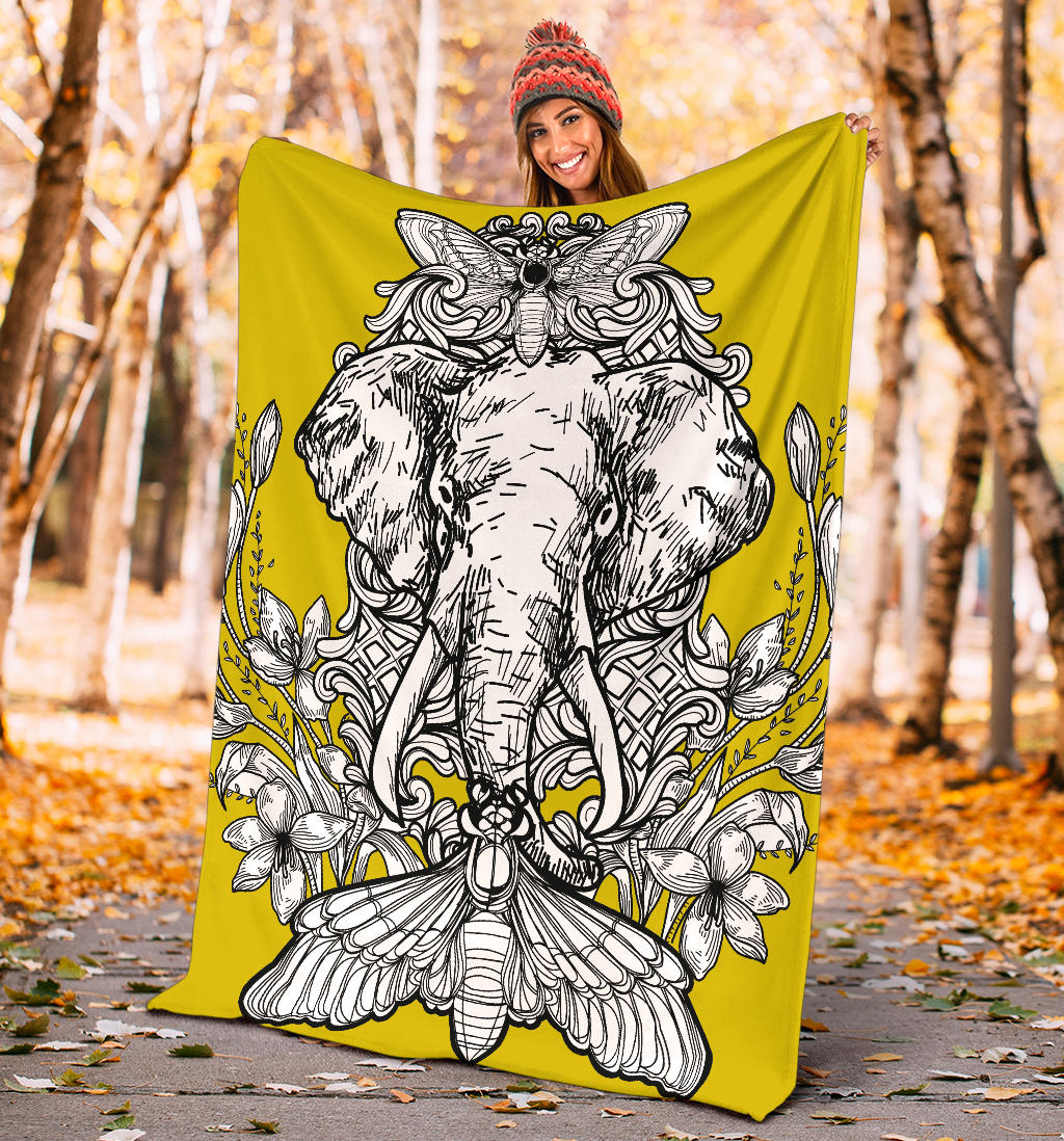 yellow elefant artistic blanket - Top Content | POD Collection | Free Shipping