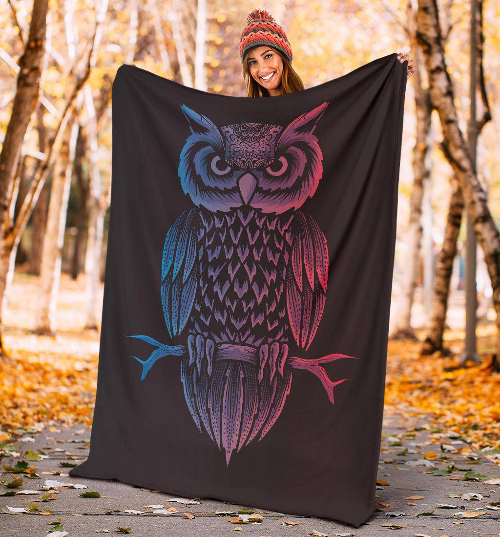 Owl Bird Neon Animal Premium Blanket - Top Content | POD Collection | Free Shipping