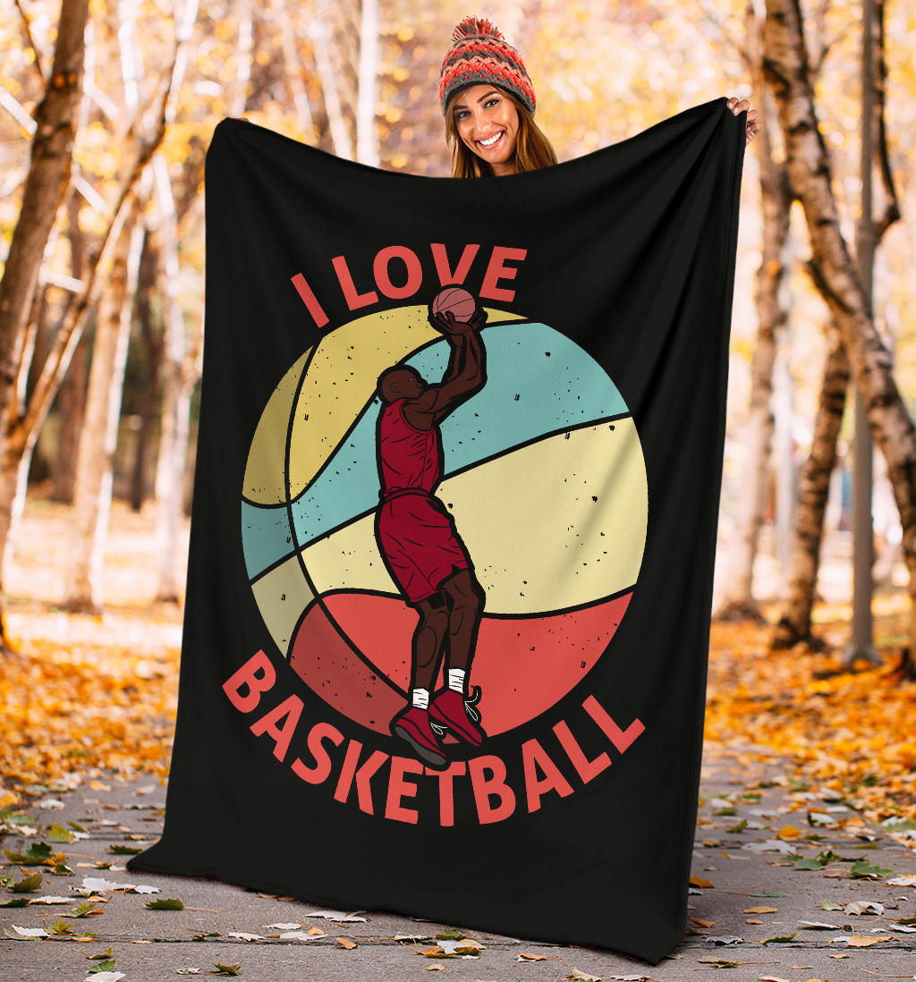 I love basketball mockup design retro style blanket - Top Content | POD Collection | Free Shipping