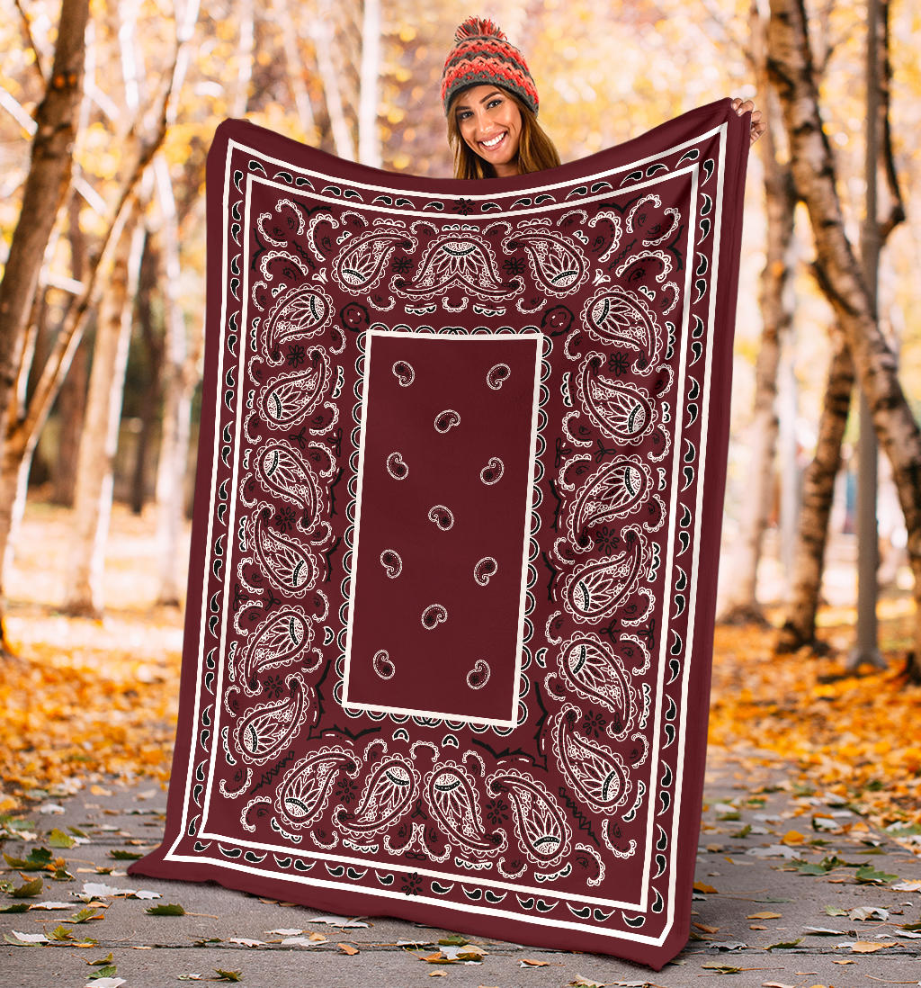 Ultra Plush Burgundy Bandana Blanket