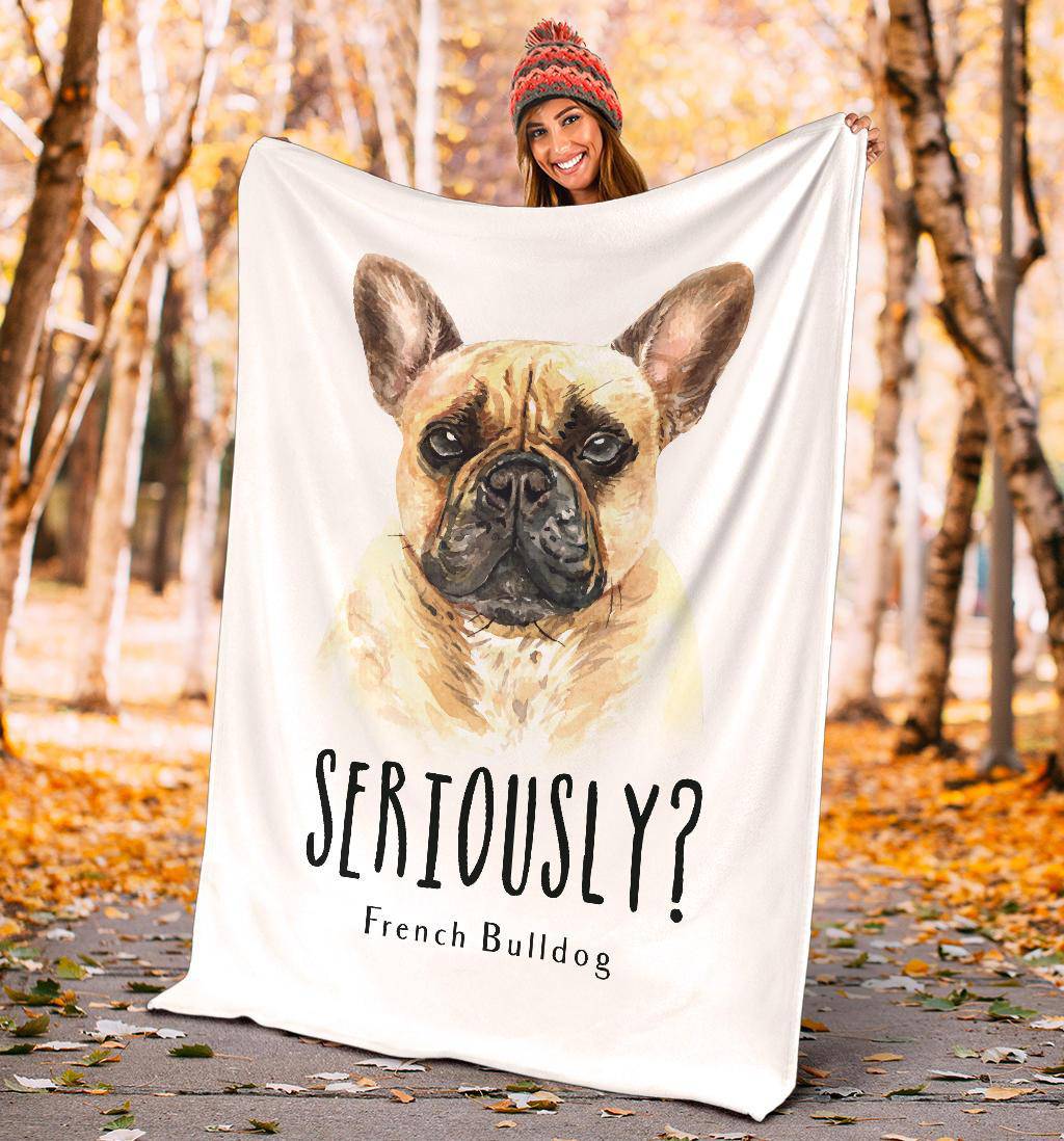 French Bulldog Premium Blanket, Watercolour Portrait Illustration - Top Content | POD Collection | Free Shipping