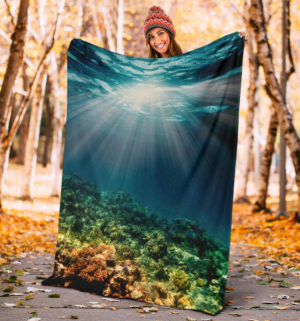 Underwater Coral Reef Sunshine Sea Fishes Premium Blanket - Top Content | POD Collection | Free Shipping