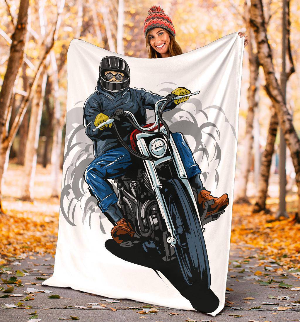 Vintage Classic Chopper Riding Premium Blanket - Top Content | POD Collection | Free Shipping