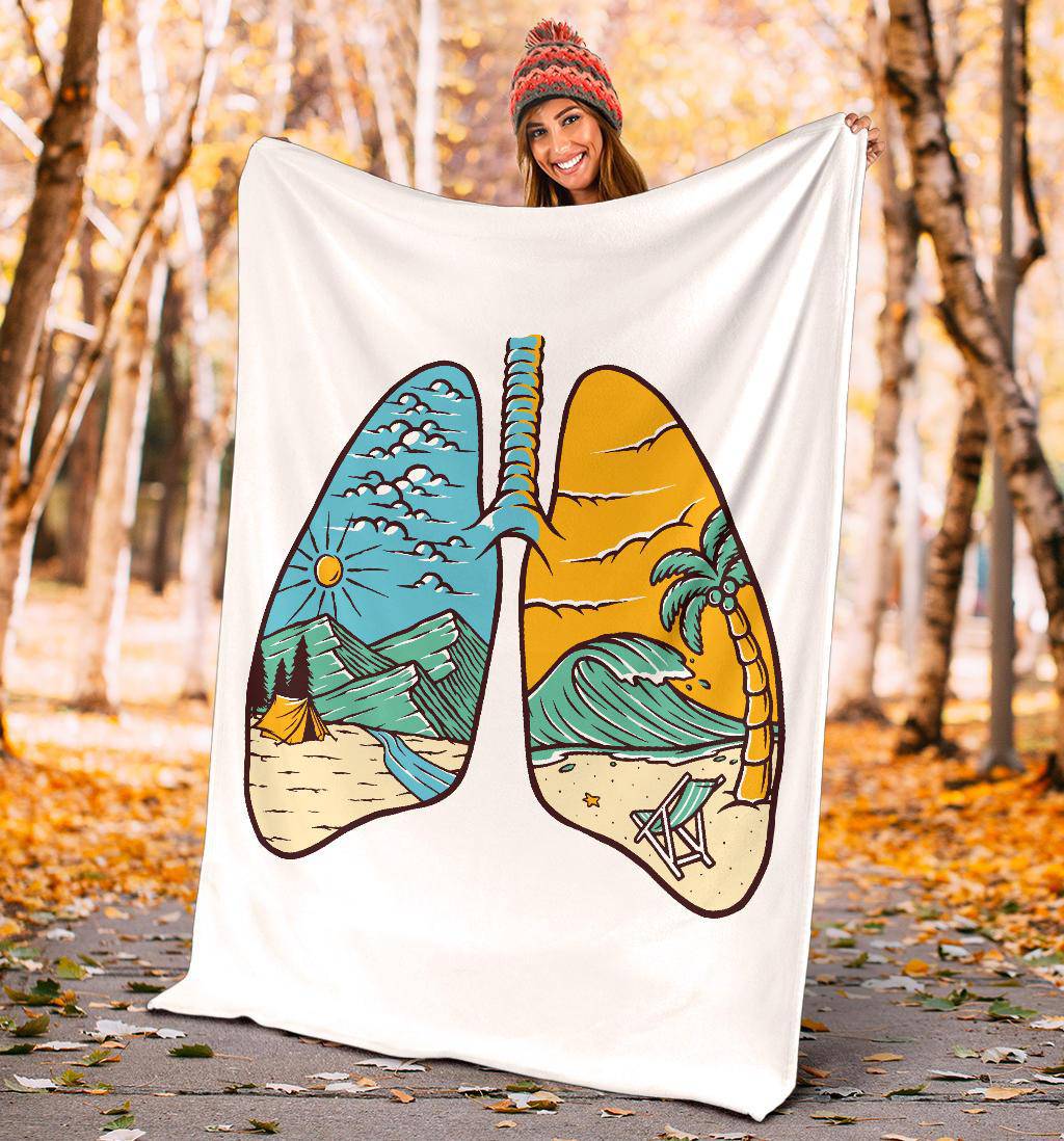 Natural Beach Camping Inside Lung Illustration Premium Blanket - Top Content | POD Collection | Free Shipping