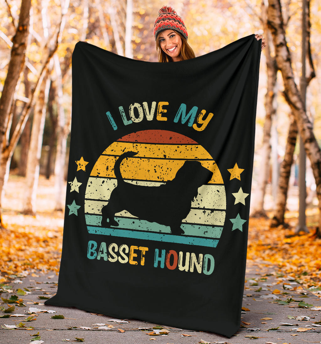 Basset Hound Blanket, Basset Hound Retro Blanket, Basset Hound Throw Blanket, Basset Hound Gifts