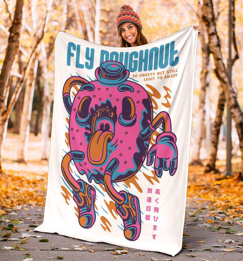 Fly Sweet Doughnut Art Cartoon Premium Blanket - Top Content | POD Collection | Free Shipping