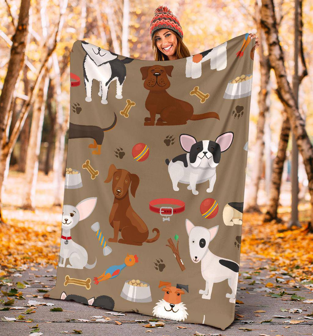 Cute Funny Dog Cartoon Background Premium Blanket - Top Content | POD Collection | Free Shipping